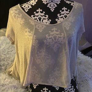 Love Culture Cream Short Sleeve see-through top